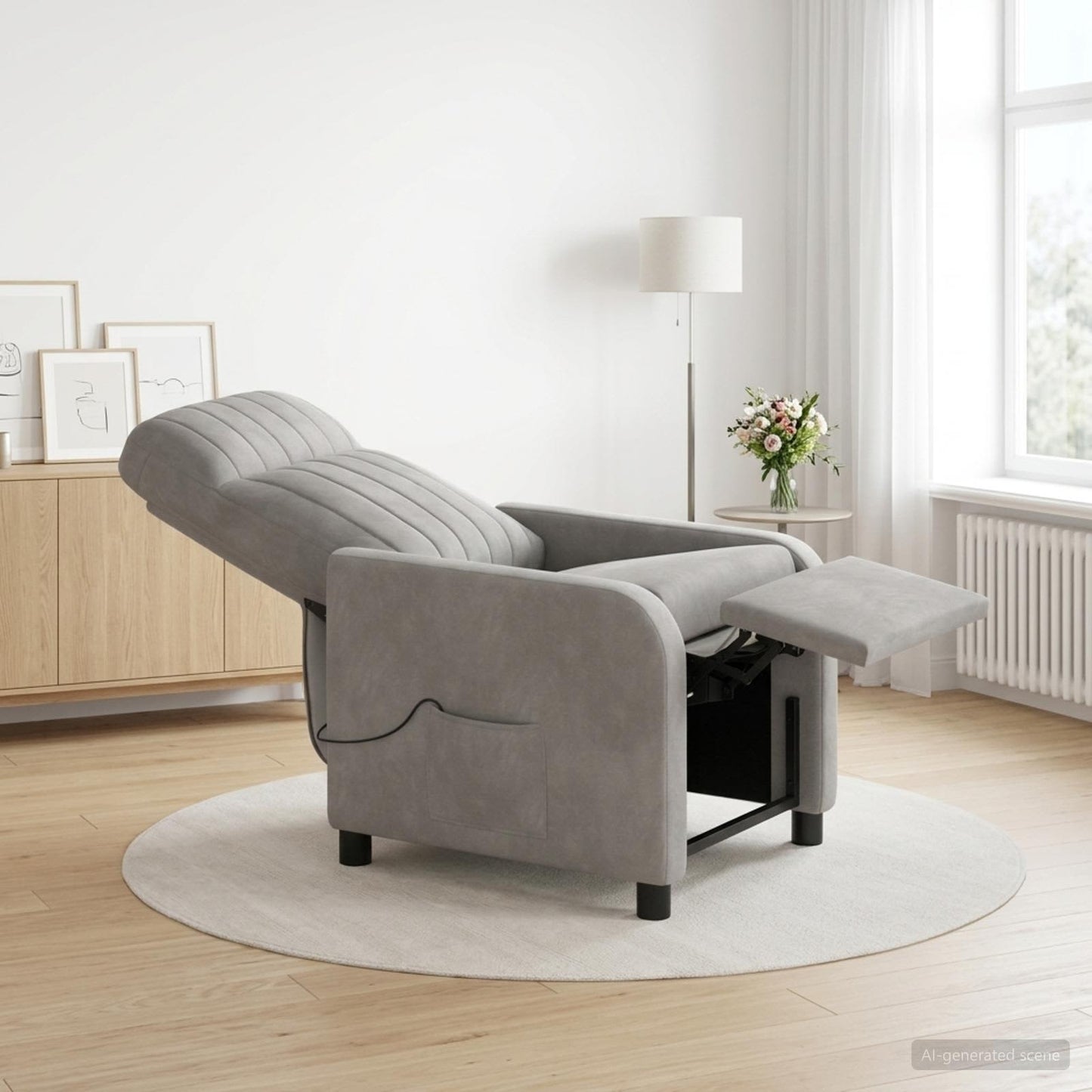 vidaXL Κάθισμα μασάζ Ανοιχτό γκρι Βελούδο