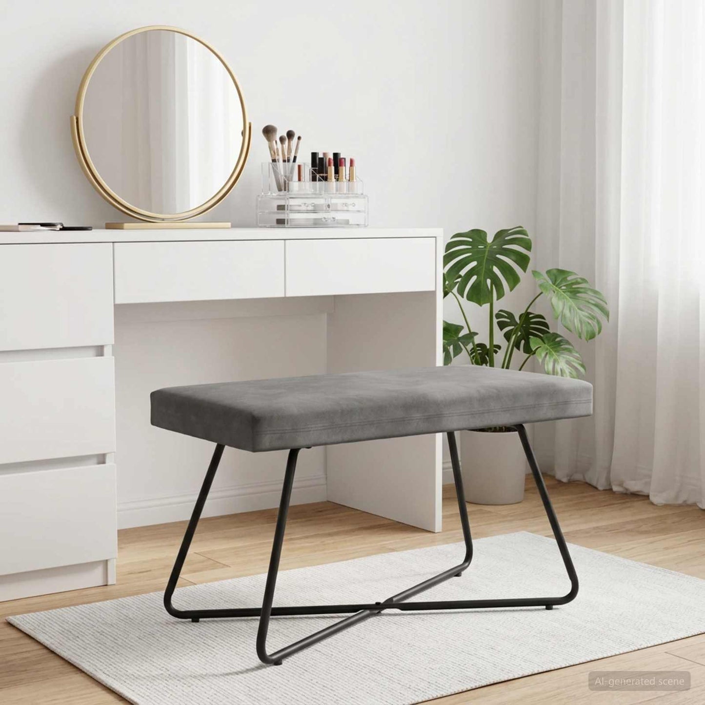vidaXL παγκάκι Μονόχρωμο Σκούρο Γκρι 80 x 40 x 45 εκ. Βελούδο