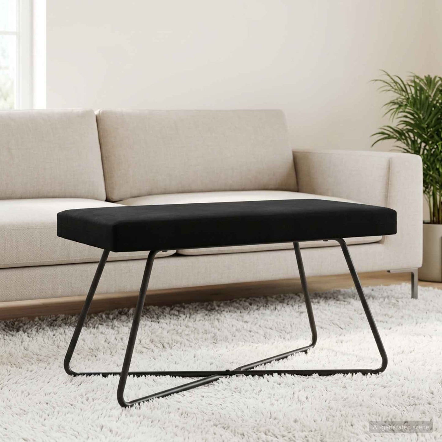 vidaXL παγκάκι Μονόχρωμο Μαύρο 80 x 40 x 45 εκ. Βελούδο