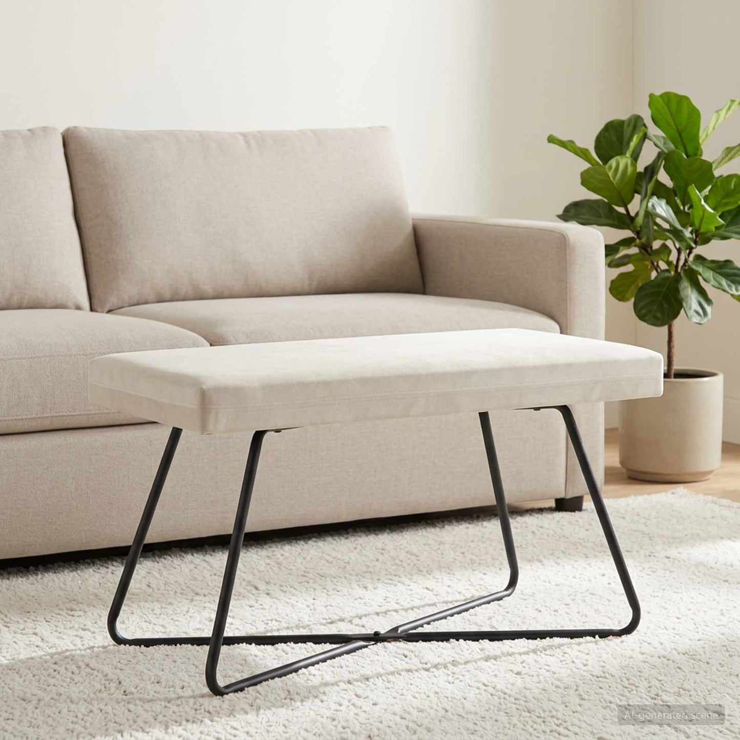 vidaXL παγκάκι Μονόχρωμο Κρεμ 80 x 40 x 45 εκ. Βελούδο