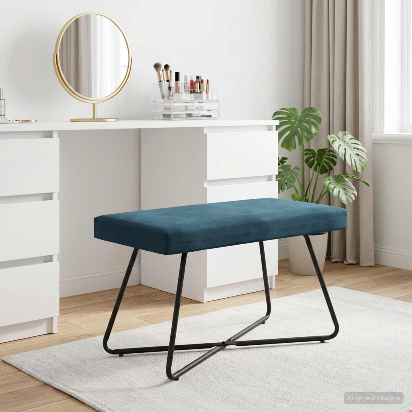 vidaXL παγκάκι Μονόχρωμο Μπλε 80 x 40 x 45 εκ. Βελούδο