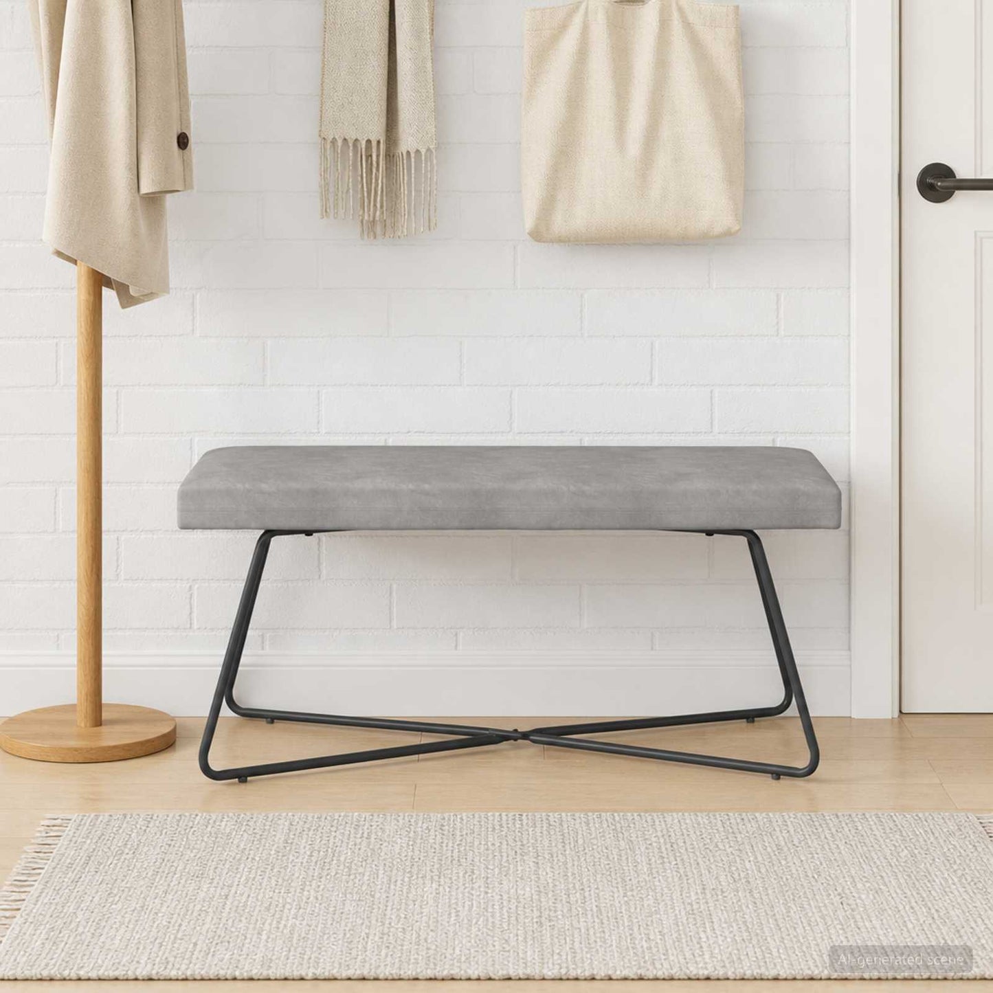 vidaXL παγκάκι Μονόχρωμο Ανοιχτό γκρι 110 x 40 x 45 cm Βελούδο