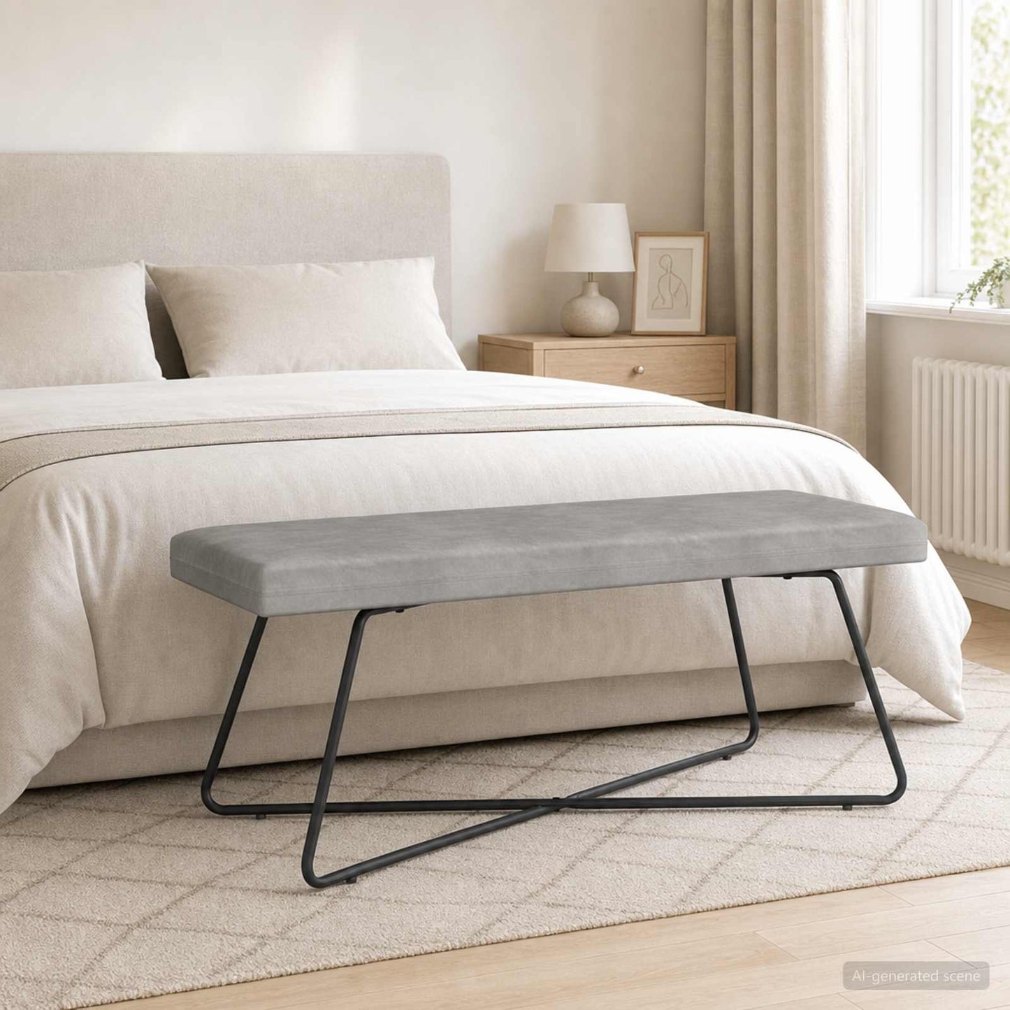 vidaXL παγκάκι Μονόχρωμο Ανοιχτό γκρι 110 x 40 x 45 cm Βελούδο