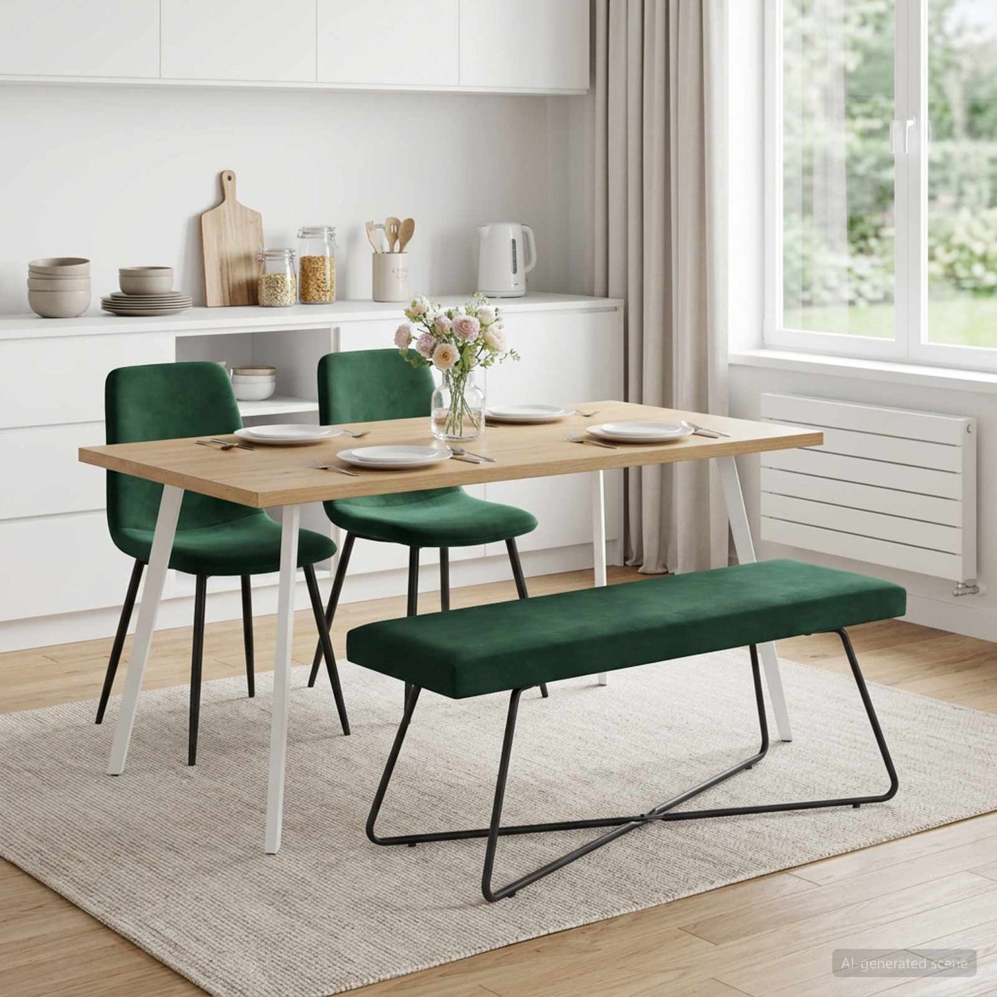 vidaXL παγκάκι Μονόχρωμο Σκούρο Πράσινο 110 x 40 x 45 cm Βελούδο