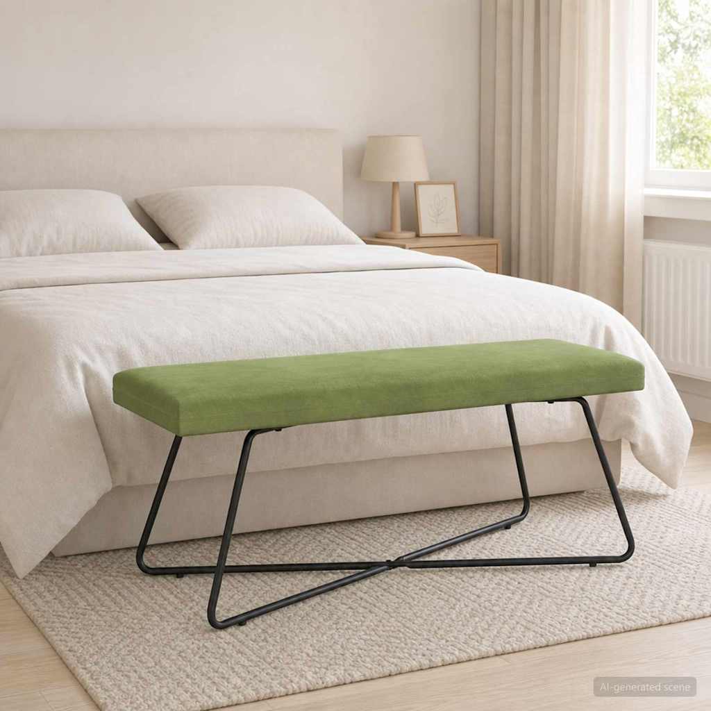 vidaXL παγκάκι Μονόχρωμο Ανοιχτό Πράσινο 110 x 40 x 45 cm Βελούδο