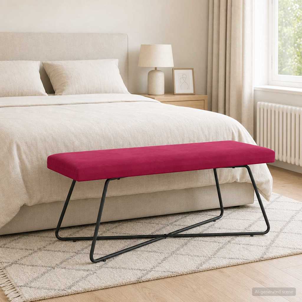 vidaXL παγκάκι Μονόχρωμο Κόκκινο 110 x 40 x 45 cm Βελούδο