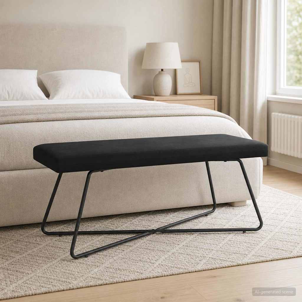 vidaXL παγκάκι Μονόχρωμο Μαύρο 110 x 40 x 45 cm Βελούδο
