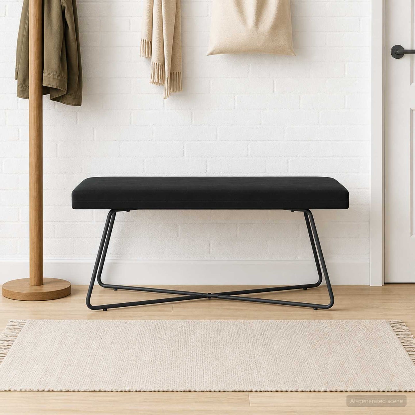 vidaXL παγκάκι Μονόχρωμο Μαύρο 110 x 40 x 45 cm Βελούδο