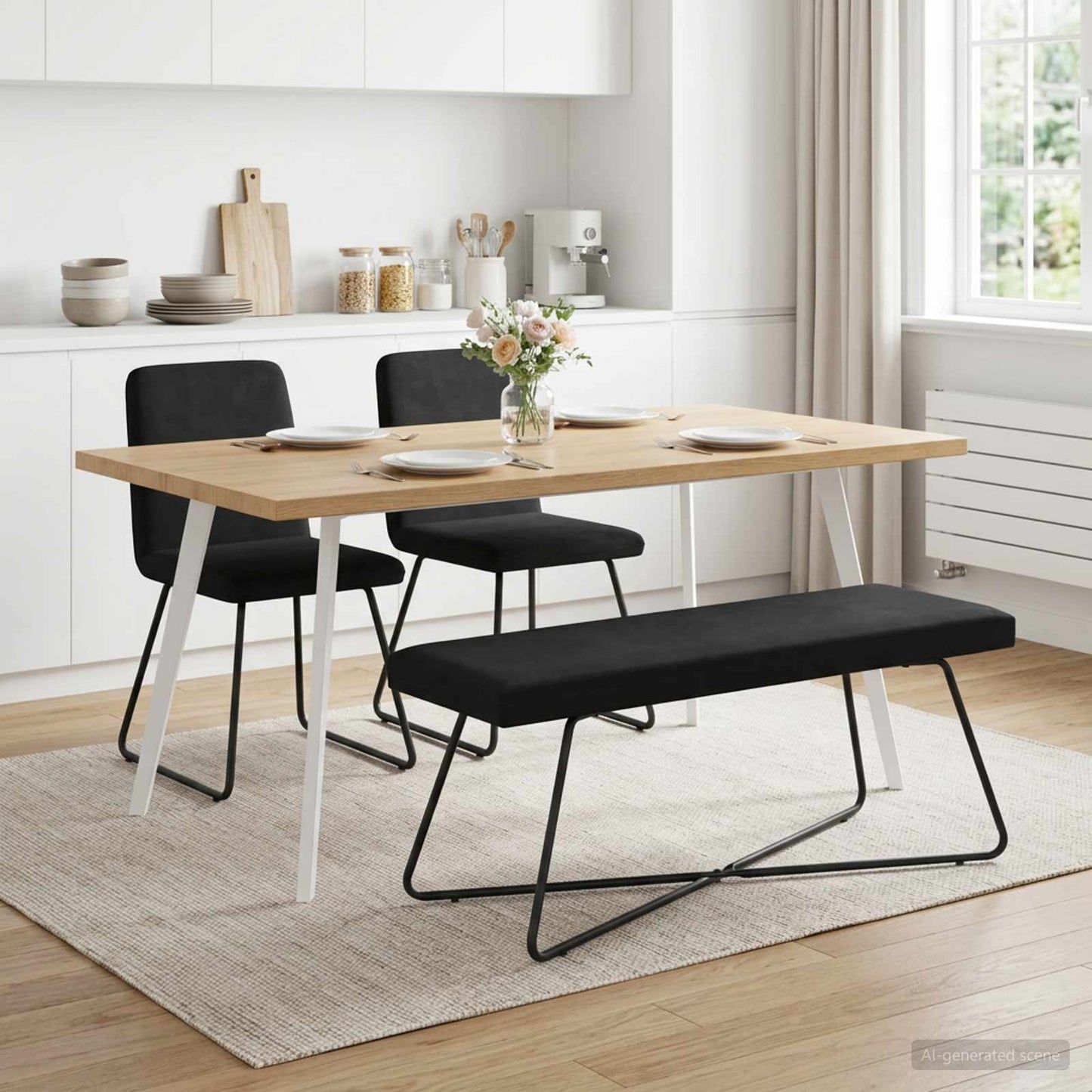 vidaXL παγκάκι Μονόχρωμο Μαύρο 110 x 40 x 45 cm Βελούδο