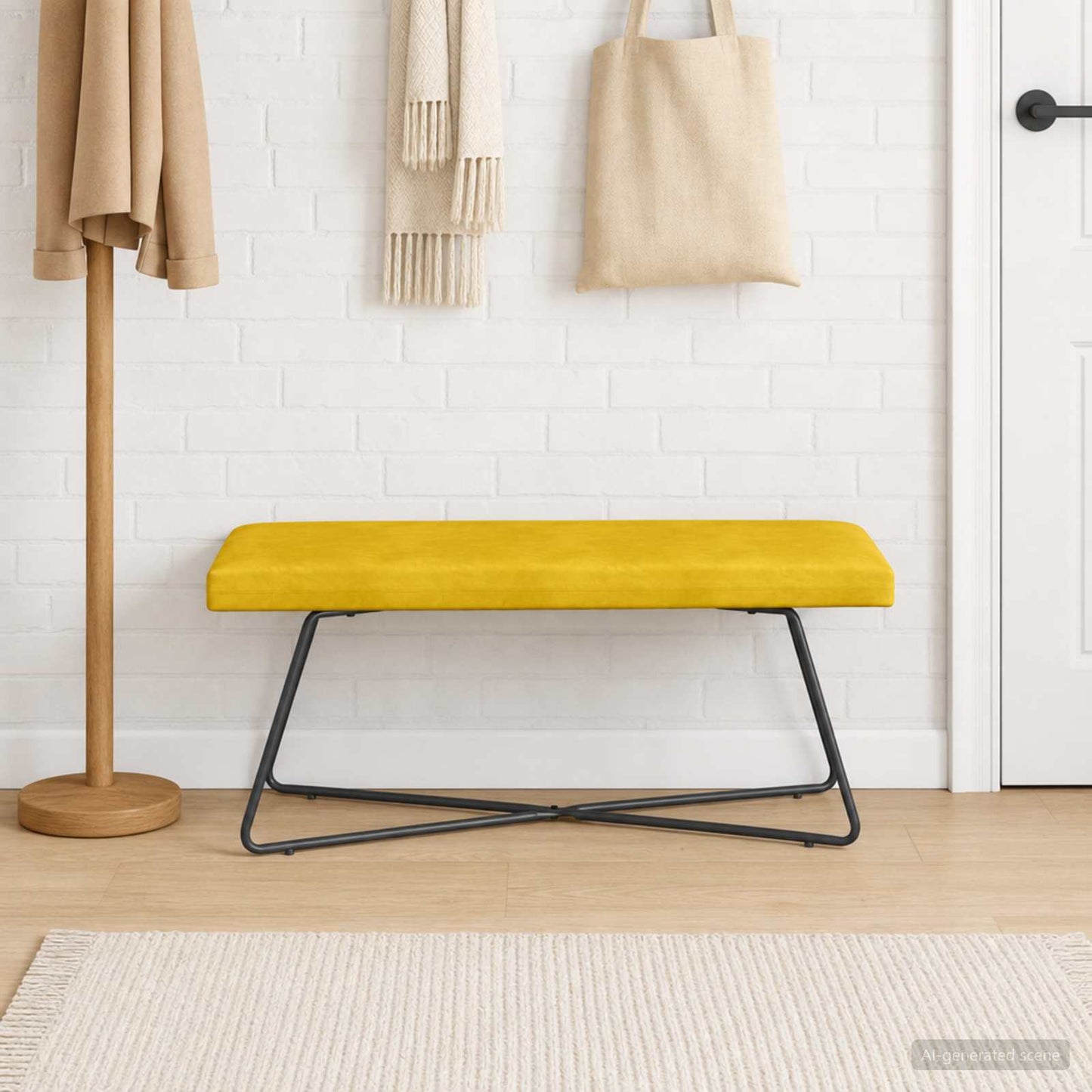 vidaXL παγκάκι Μονόχρωμο Κίτρινο 110 x 40 x 45 cm Βελούδο
