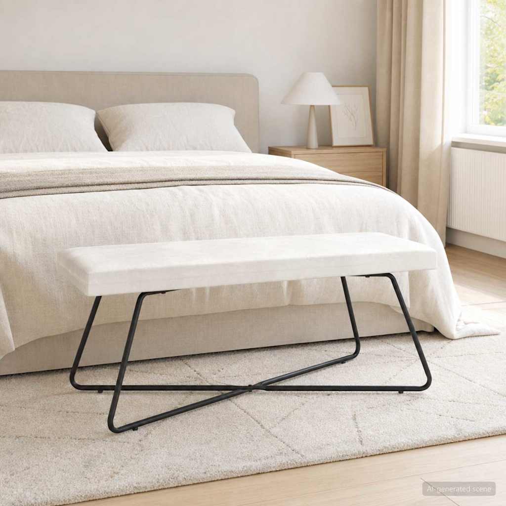 vidaXL παγκάκι Μονόχρωμο Κρεμ 110 x 40 x 45 cm Βελούδο