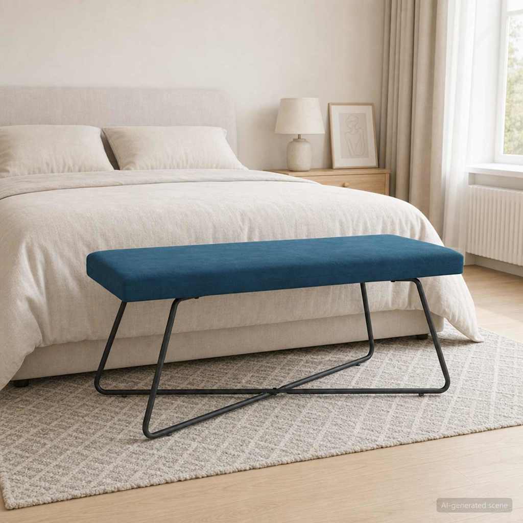 vidaXL παγκάκι Μονόχρωμο Μπλε 110 x 40 x 45 cm Βελούδο