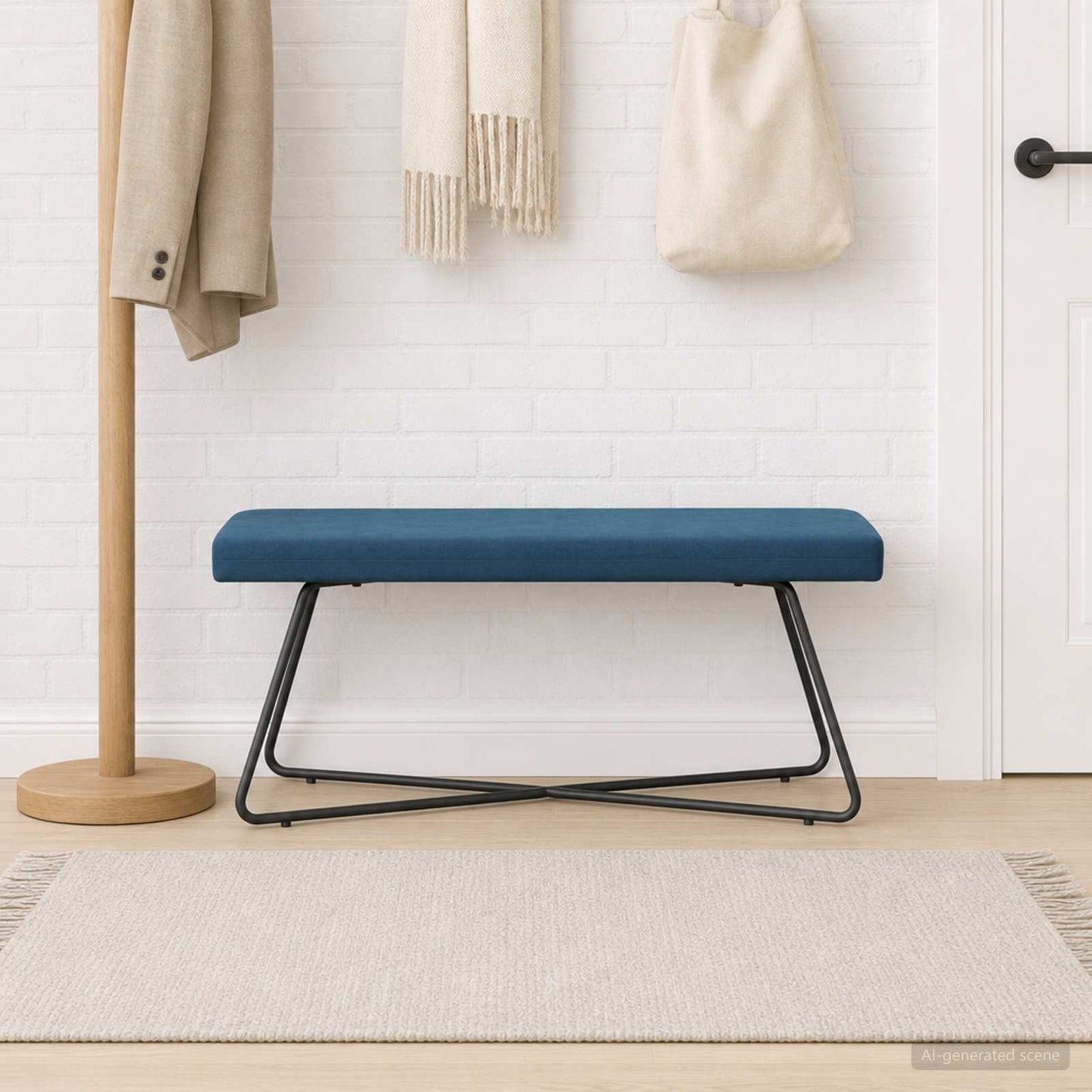 vidaXL παγκάκι Μονόχρωμο Μπλε 110 x 40 x 45 cm Βελούδο