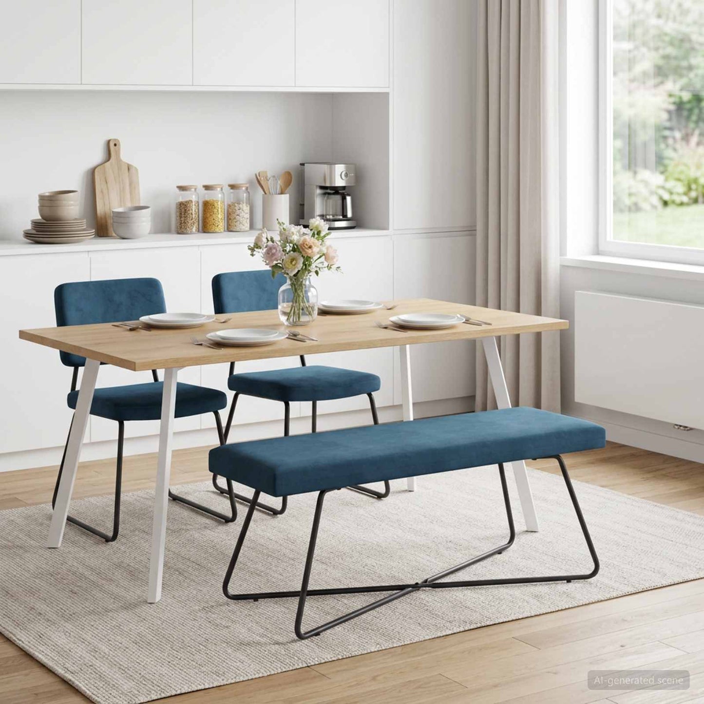 vidaXL παγκάκι Μονόχρωμο Μπλε 110 x 40 x 45 cm Βελούδο