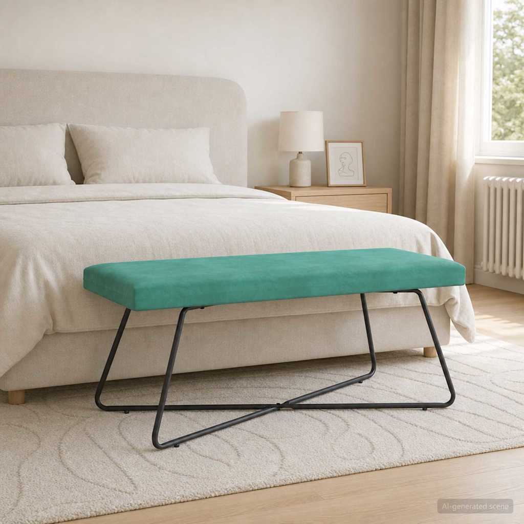 vidaXL παγκάκι Μονόχρωμο Τιρκουάζ 110 x 40 x 45 cm Βελούδο
