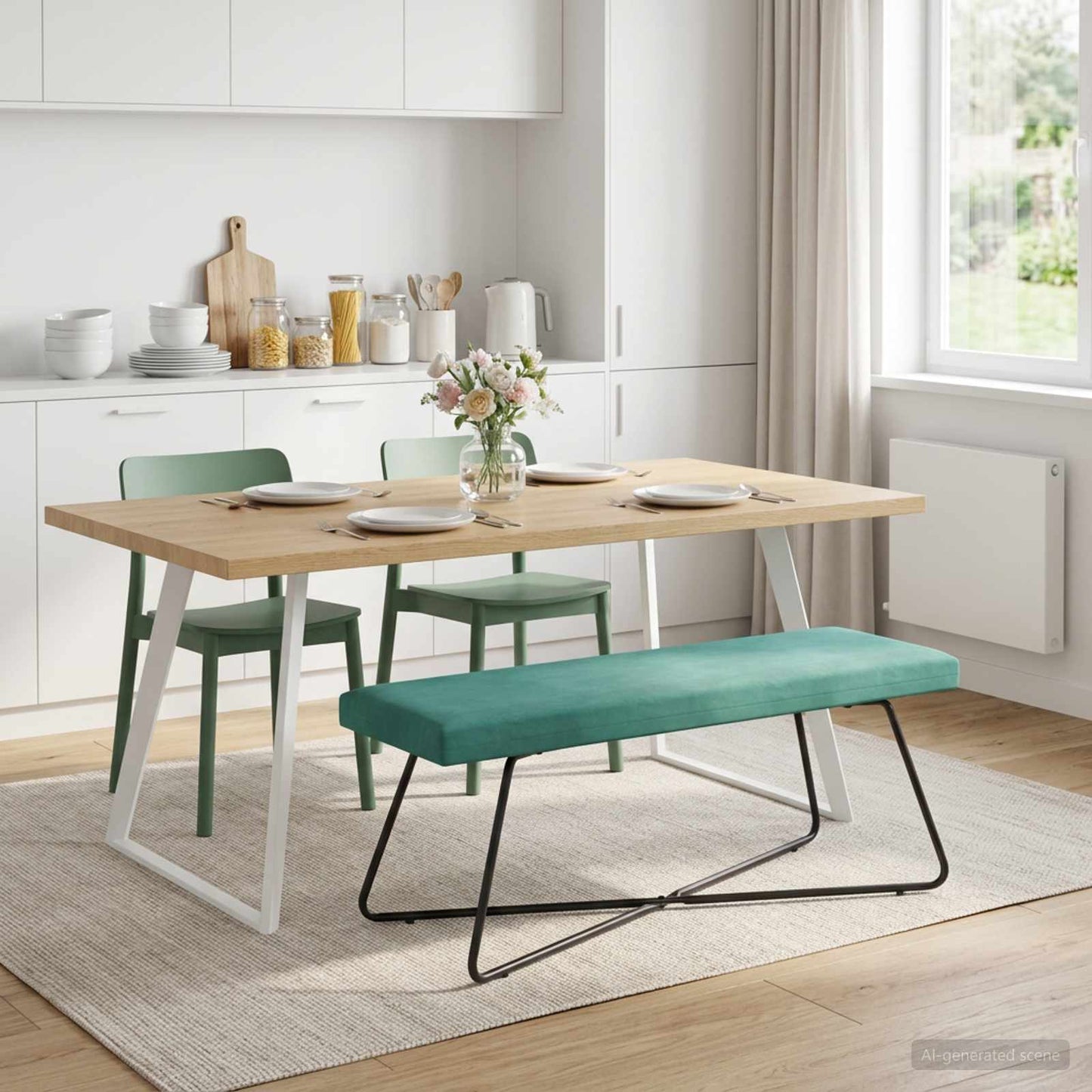 vidaXL παγκάκι Μονόχρωμο Τιρκουάζ 110 x 40 x 45 cm Βελούδο