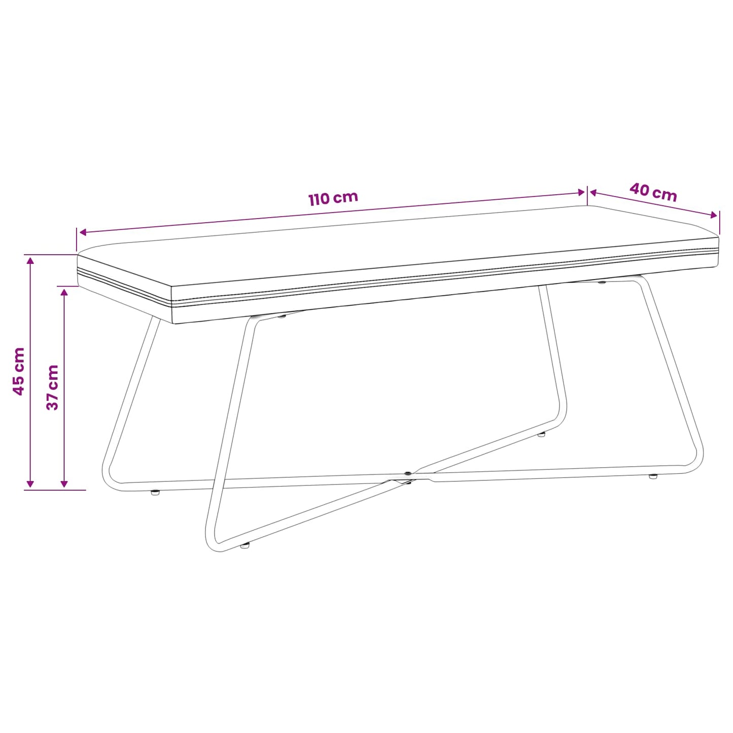 vidaXL παγκάκι Μονόχρωμο Θαλασσί 110 x 40 x 45 cm Βελούδο