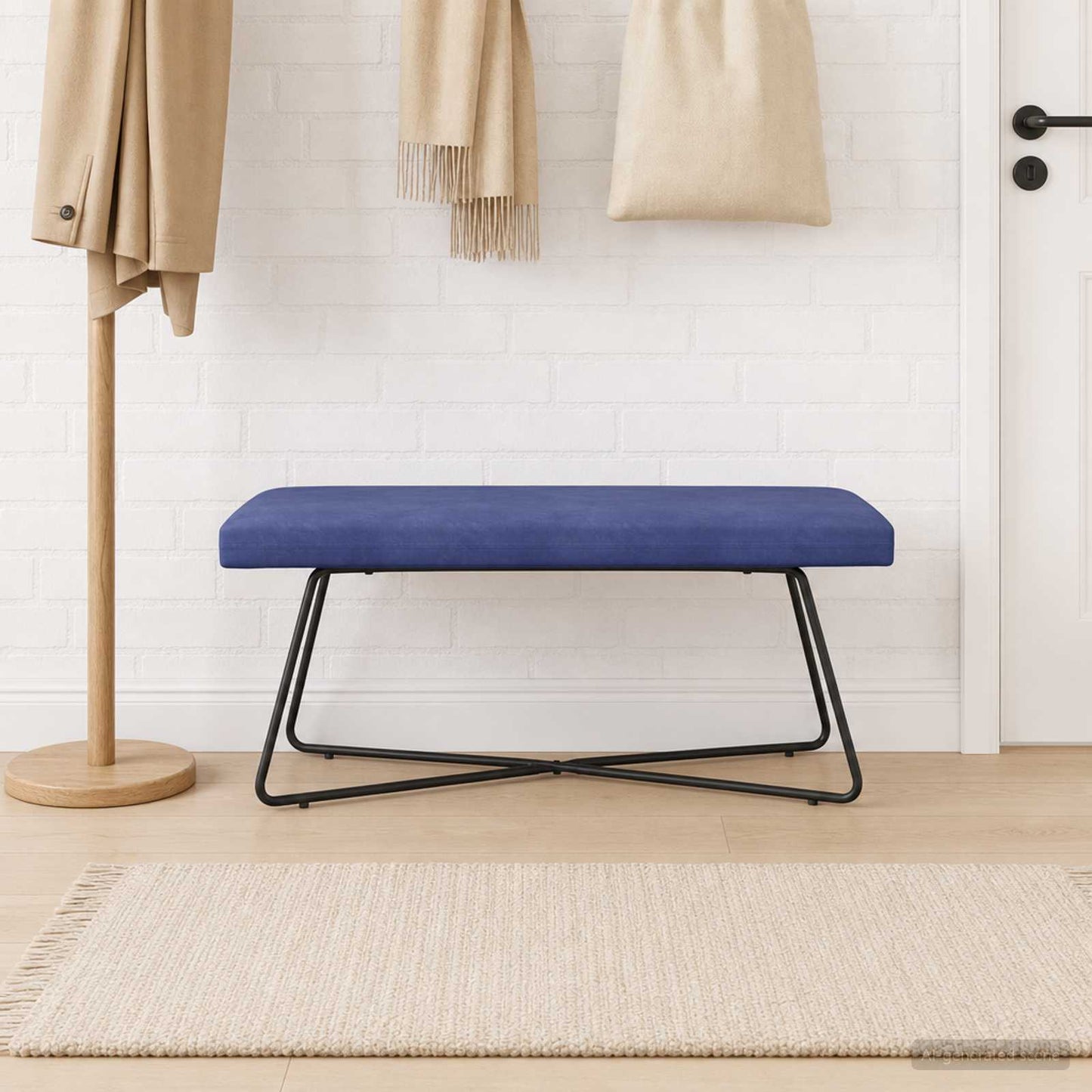 vidaXL παγκάκι Μονόχρωμο Μπλε Αστυνομίας 110 x 40 x 45 cm Βελούδο