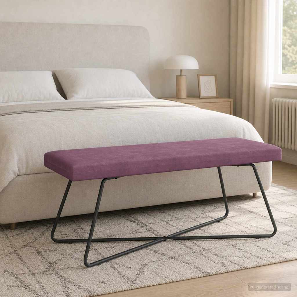 vidaXL παγκάκι Μονόχρωμο Μοβ 110 x 40 x 45 cm Βελούδο
