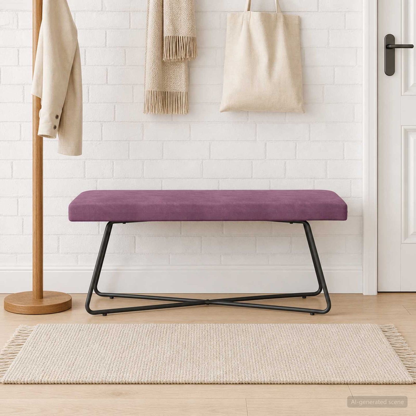 vidaXL παγκάκι Μονόχρωμο Μοβ 110 x 40 x 45 cm Βελούδο