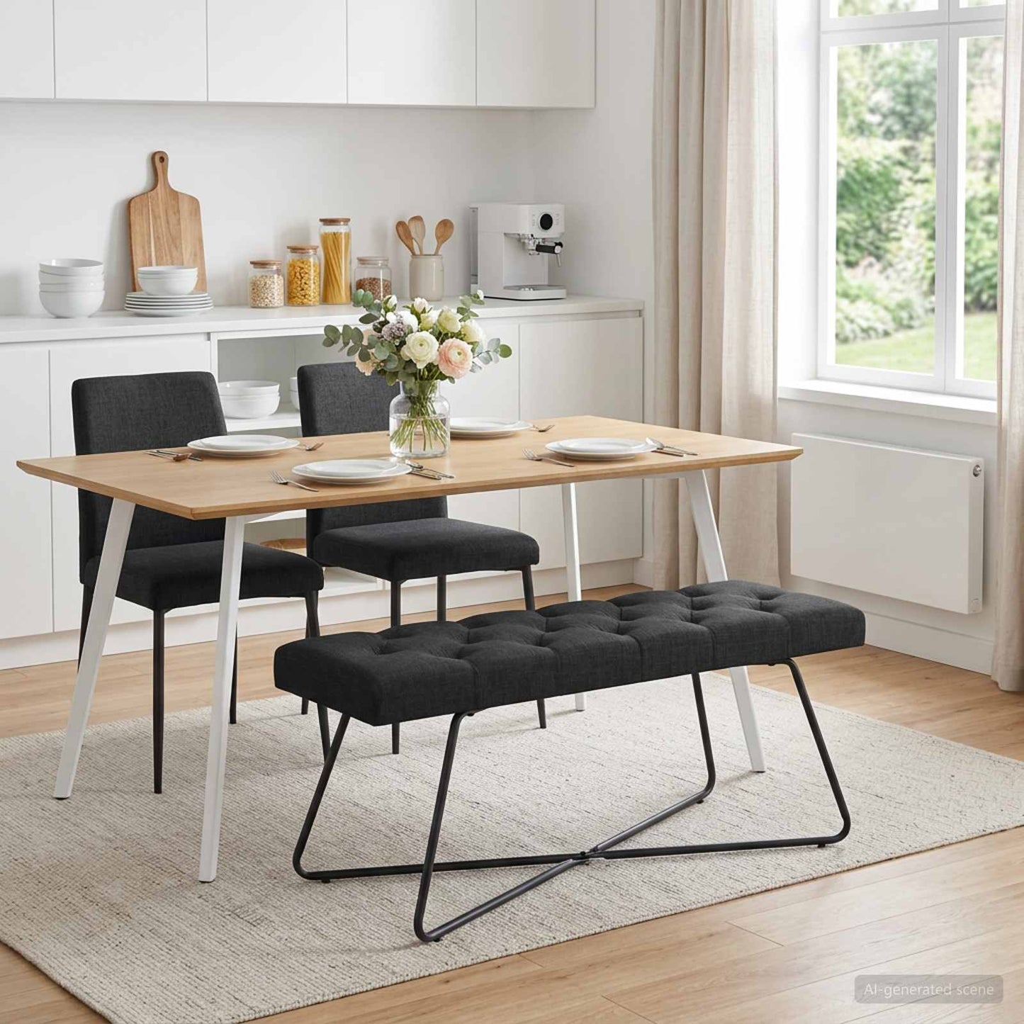 vidaXL Πάγκος με κουμπωτές επιφάνειες Μαύρο 110 x 40 x 46 cm Ύφασμα