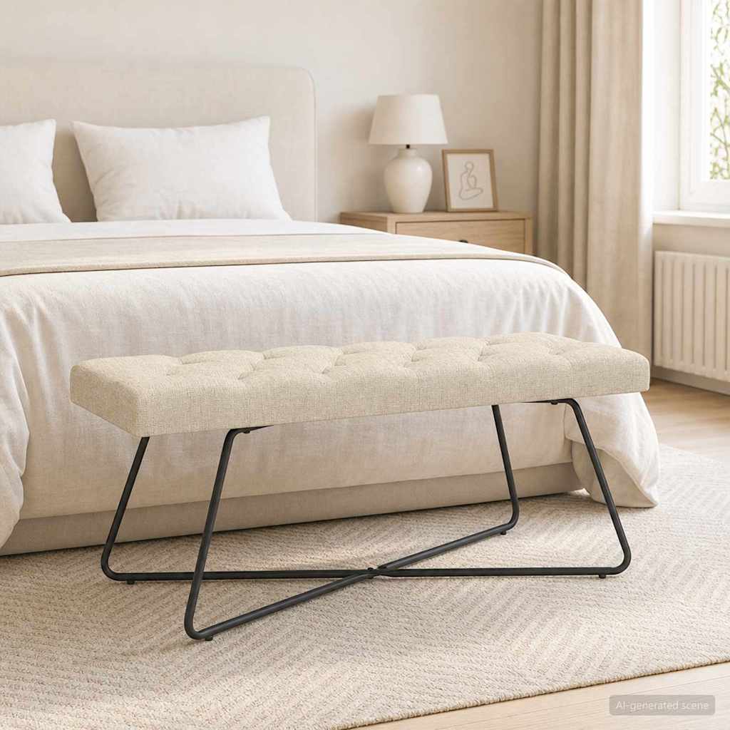 vidaXL Πάγκος με κουμπωτές επιφάνειες Κρεμ 110 x 40 x 46 cm Ύφασμα