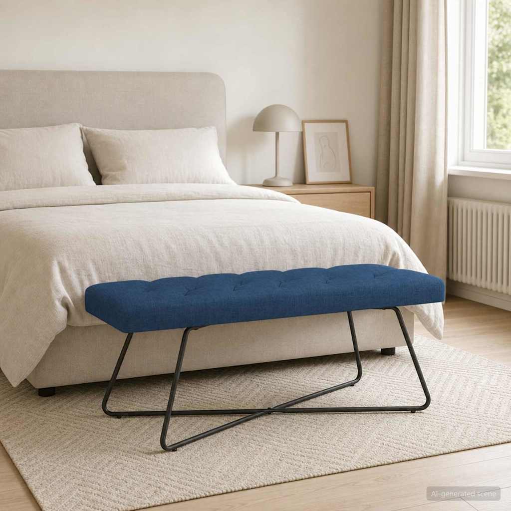 vidaXL Πάγκος με κουμπωτές επιφάνειες Μπλε 110 x 40 x 46 cm Ύφασμα