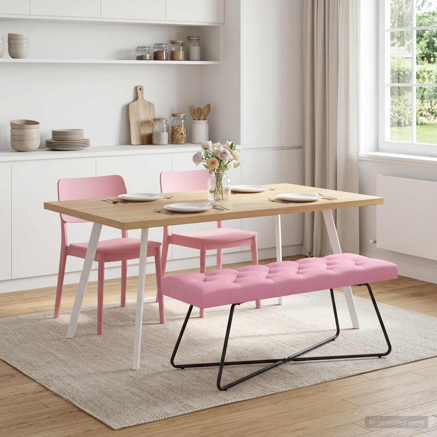 vidaXL Πάγκος με κουμπωτές επιφάνειες Ροζ 110 x 40 x 46 cm Ύφασμα