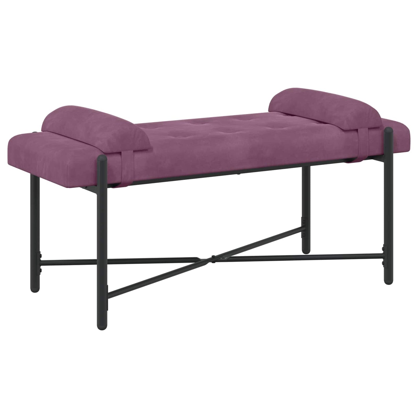 vidaXL Παγκάκι με κουμπιά και μαξιλάρια Μοβ 110 x 40 x 46 cm Βελούδο