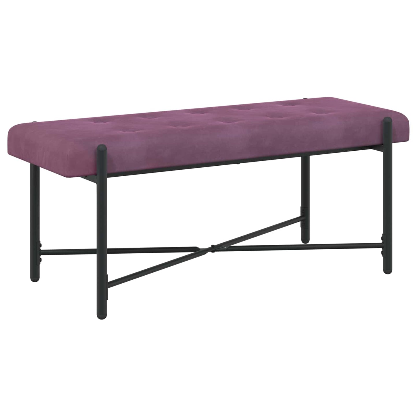vidaXL Παγκάκι με κουμπιά και μαξιλάρια Μοβ 110 x 40 x 46 cm Βελούδο