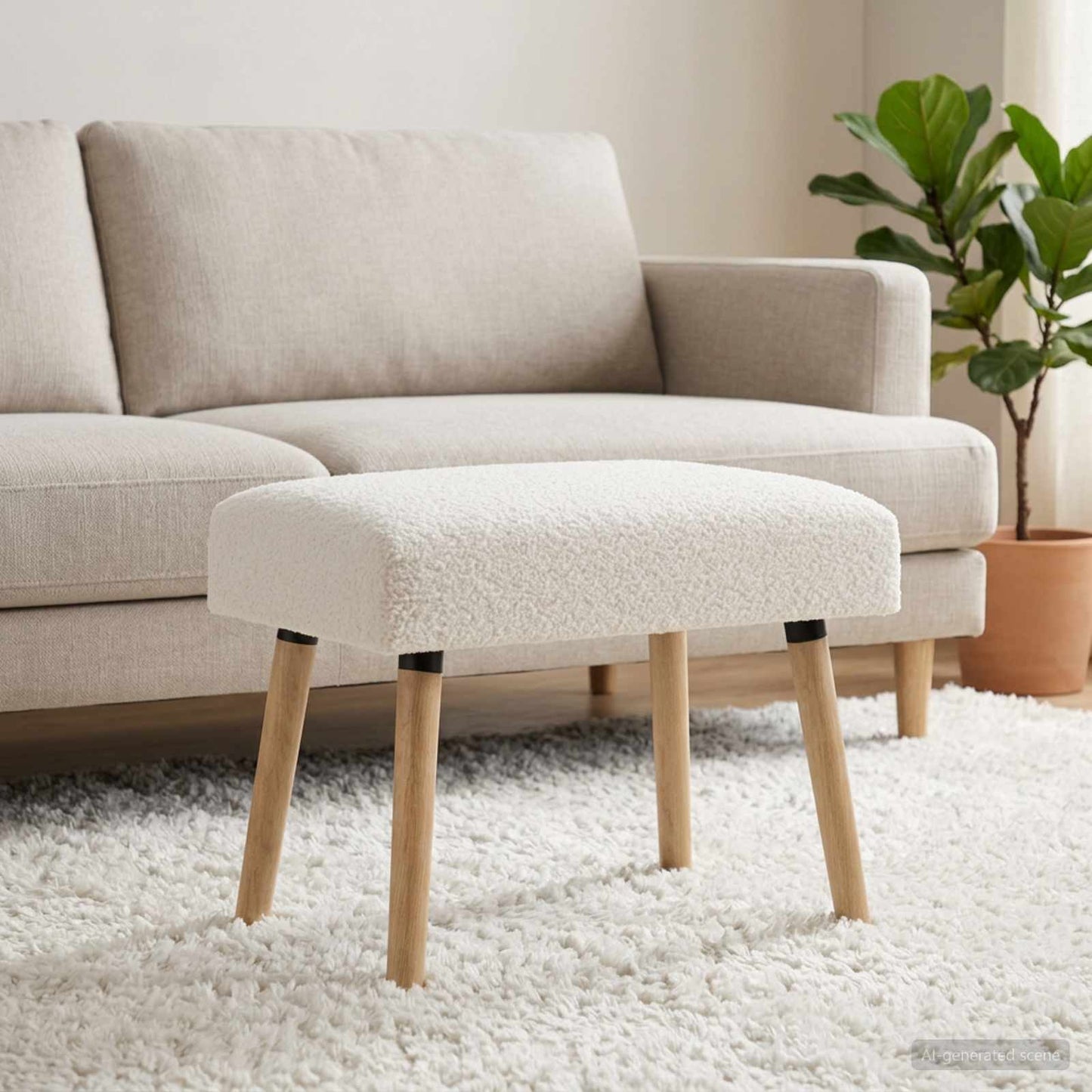 vidaXL παγκάκι Μονόχρωμο Κρεμ 60 x 40 x 45 εκ. Μπουκλέ