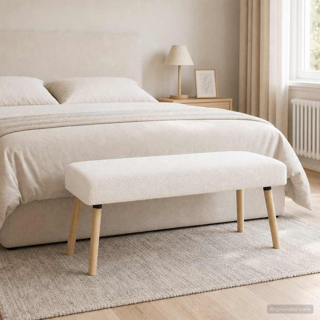 vidaXL παγκάκι Μονόχρωμο Κρεμ 110 x 40 x 46 cm Μπουκλέ
