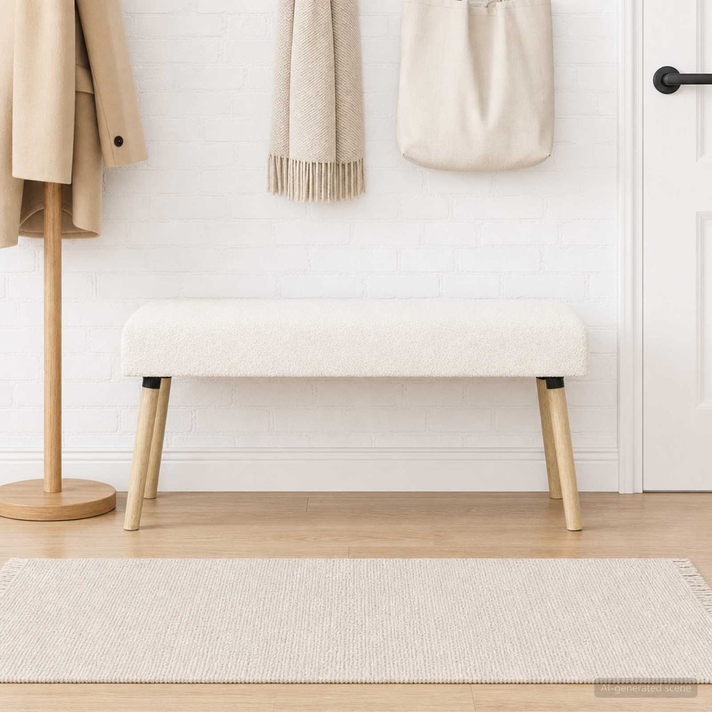 vidaXL παγκάκι Μονόχρωμο Κρεμ 110 x 40 x 46 cm Μπουκλέ