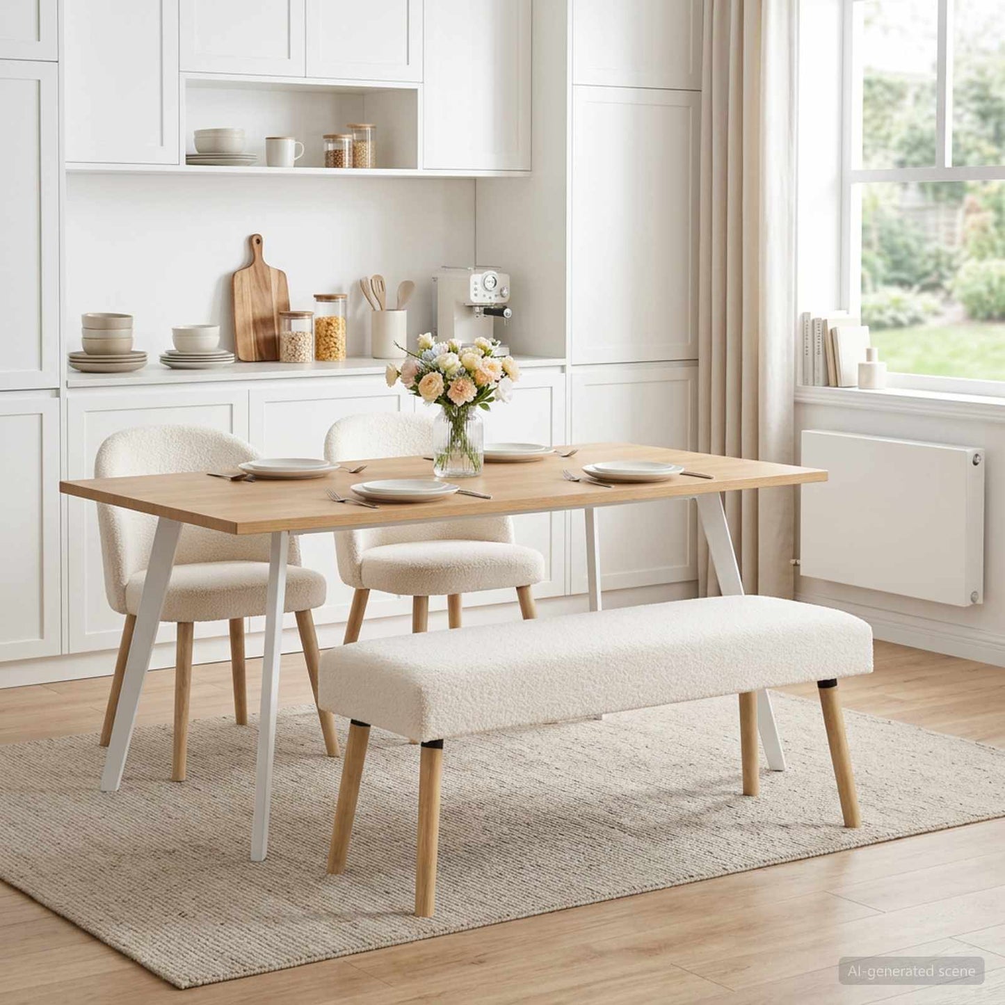 vidaXL παγκάκι Μονόχρωμο Κρεμ 110 x 40 x 46 cm Μπουκλέ