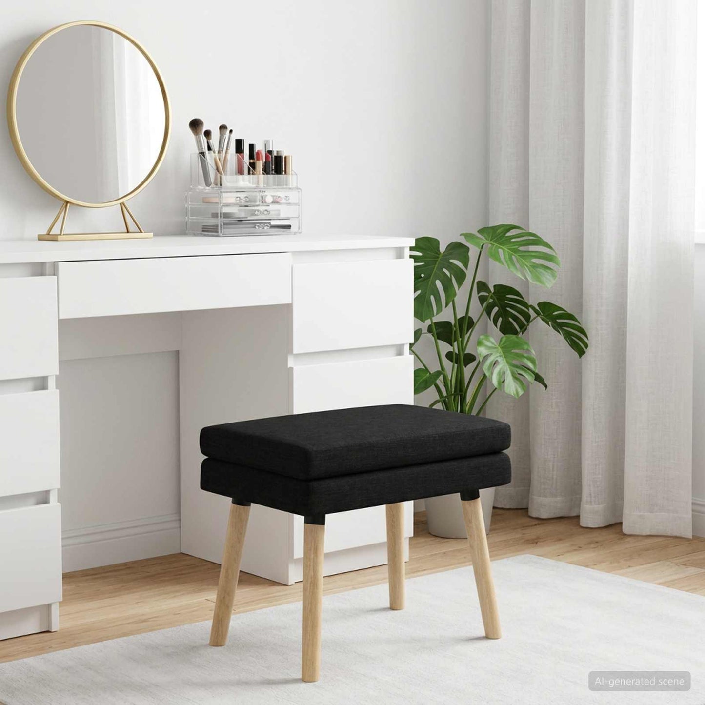 vidaXL Διπλή Επίστρωση Πάγκος Μαύρο 60 x 40 x 46 εκ. Ύφασμα