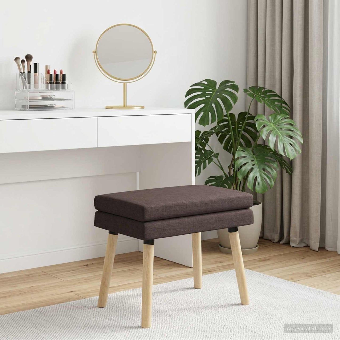 vidaXL Διπλή Επίστρωση Πάγκος Σκούρο Καφέ 60 x 40 x 46 εκ. Ύφασμα