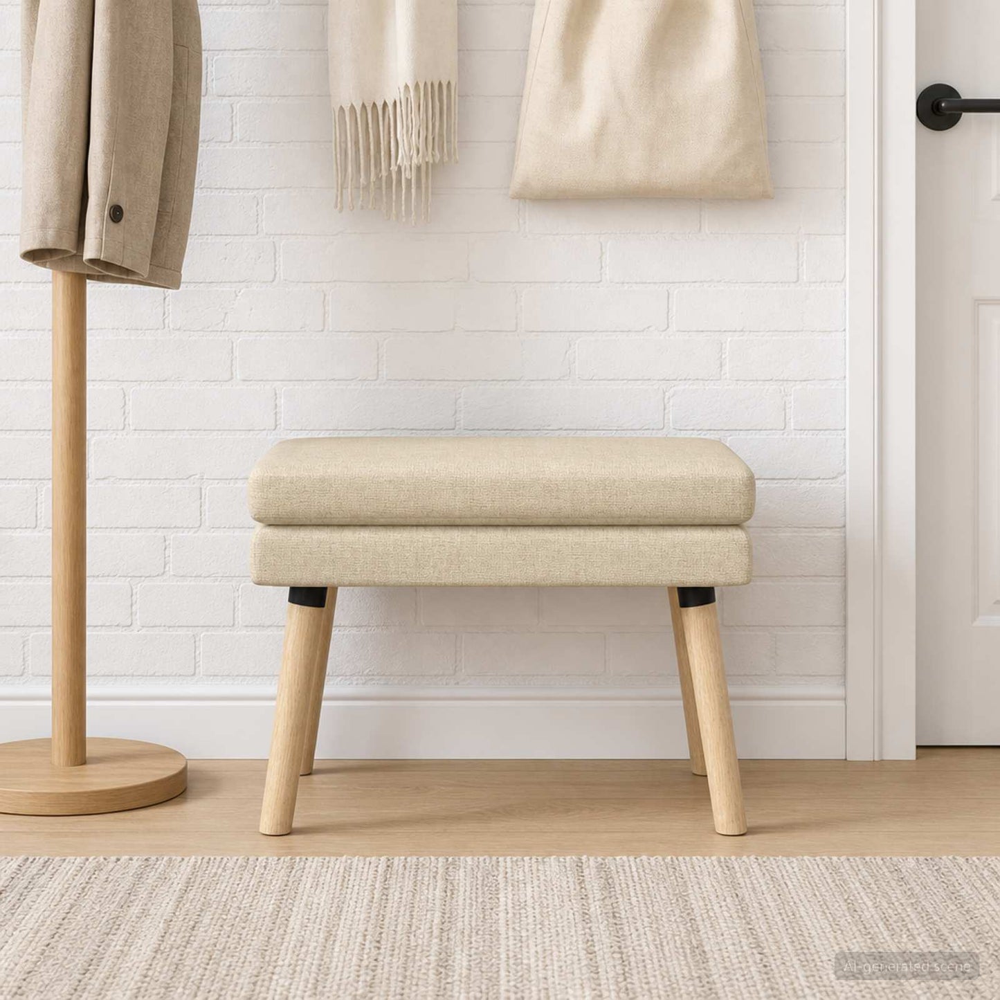 vidaXL Διπλή Επίστρωση Πάγκος Κρεμ 60 x 40 x 46 εκ. Ύφασμα