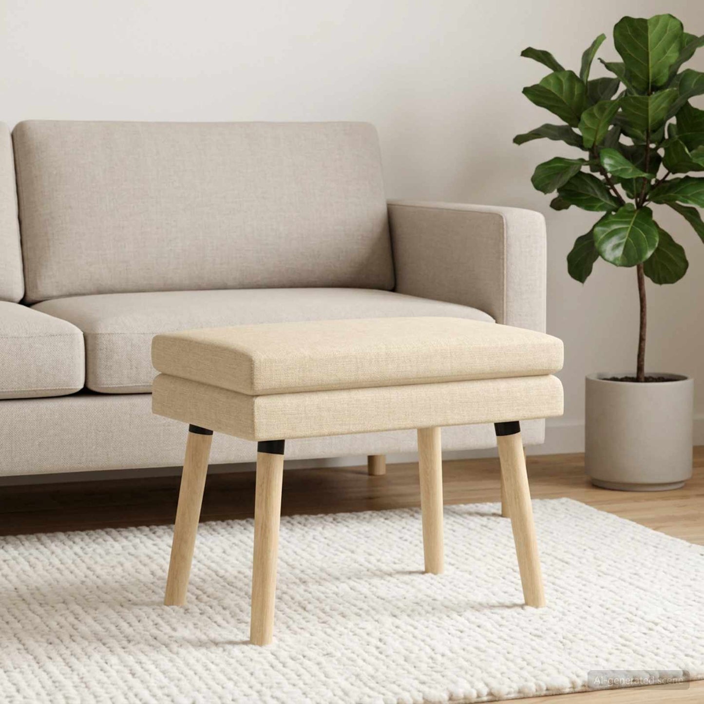 vidaXL Διπλή Επίστρωση Πάγκος Κρεμ 60 x 40 x 46 εκ. Ύφασμα