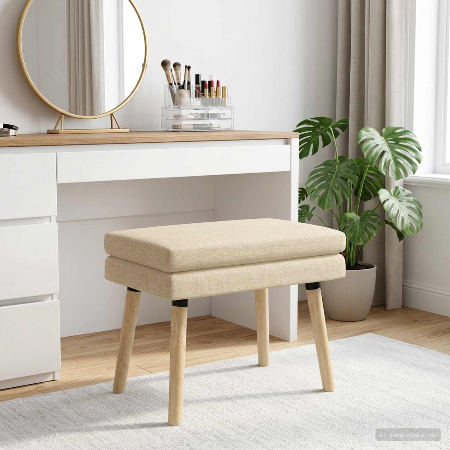 vidaXL Διπλή Επίστρωση Πάγκος Κρεμ 60 x 40 x 46 εκ. Ύφασμα