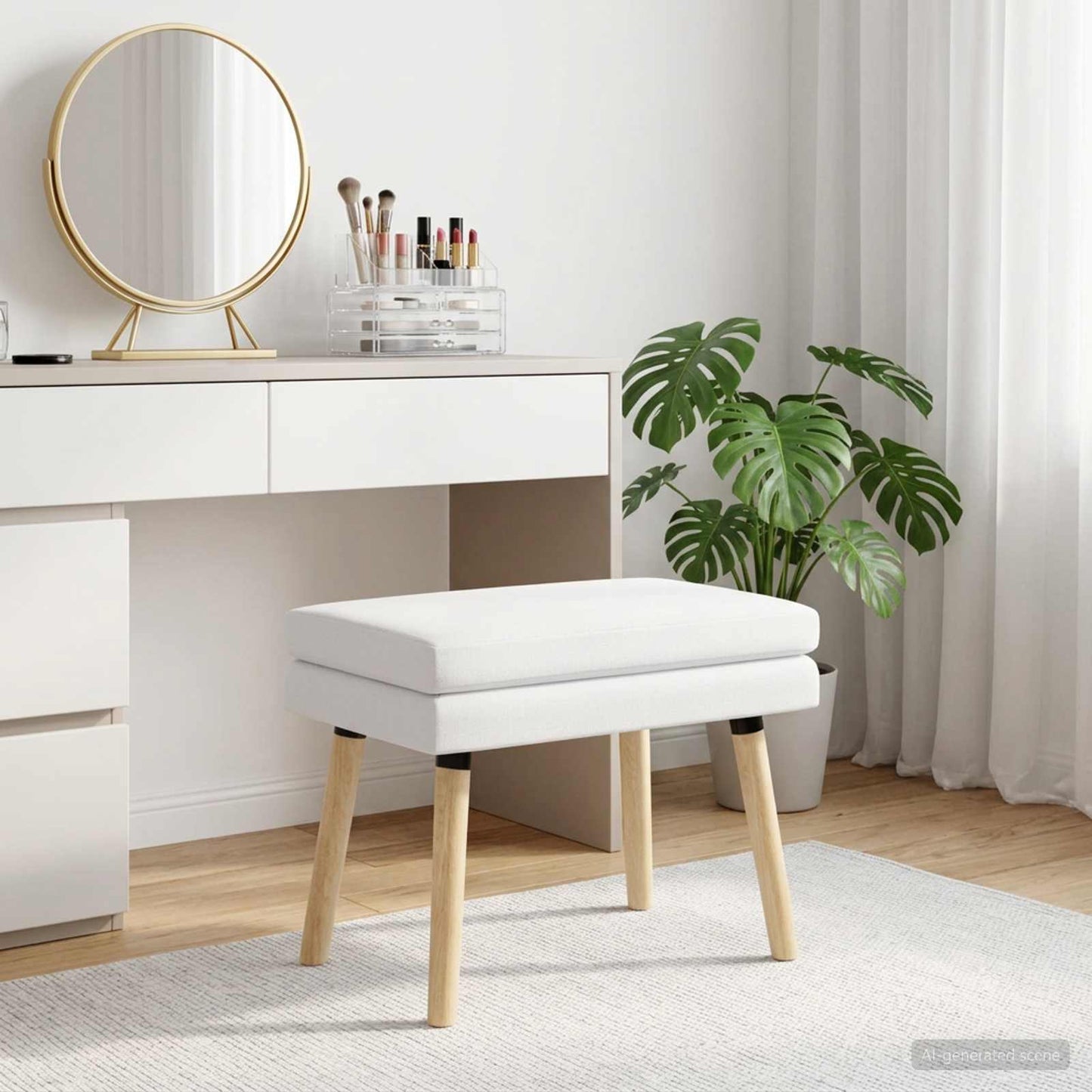 vidaXL Διπλή Επίστρωση Πάγκος Λευκό 60 x 40 x 46 εκ. Ύφασμα