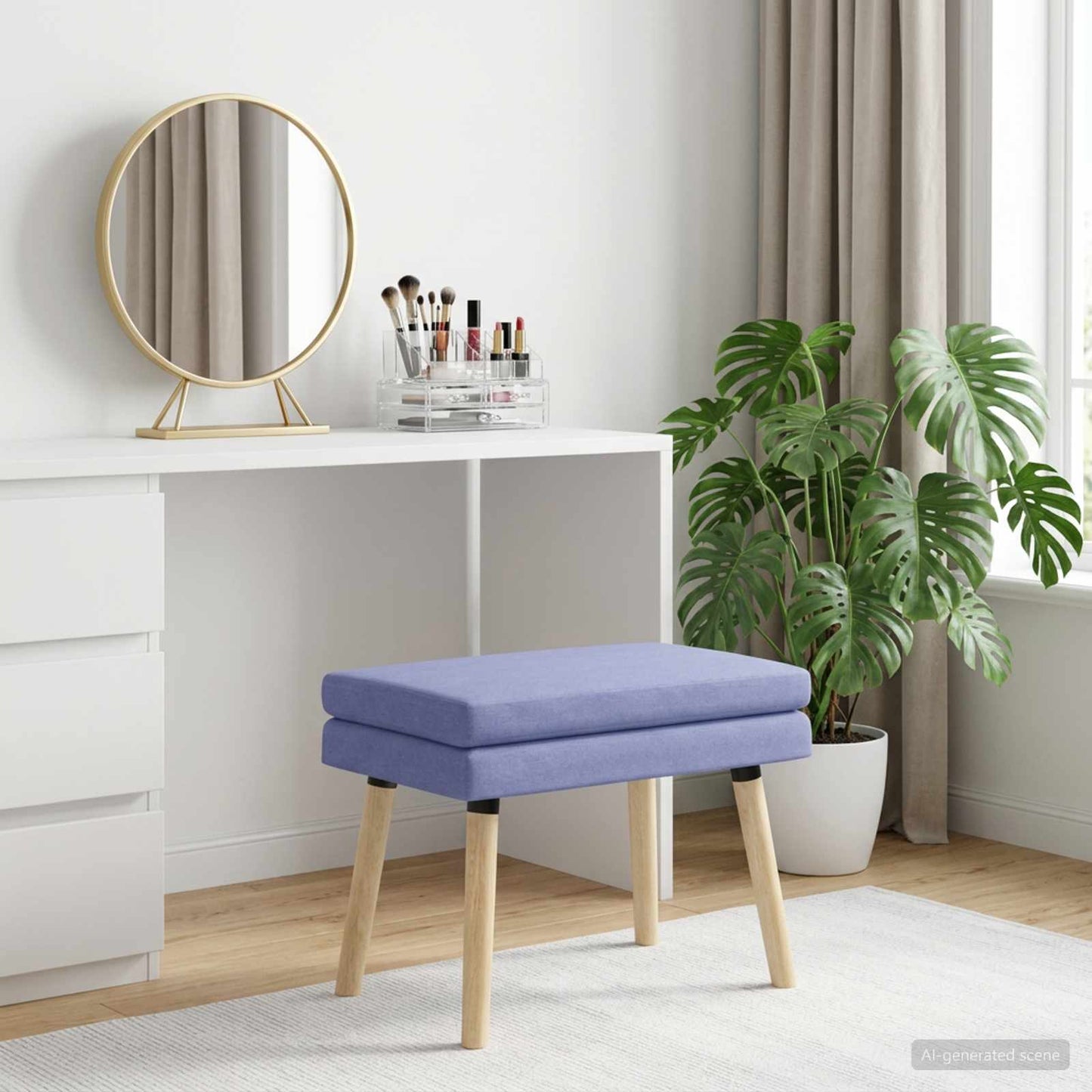 vidaXL Διπλή Επίστρωση Πάγκος Μπλε τζην 60 x 40 x 46 εκ. Ύφασμα
