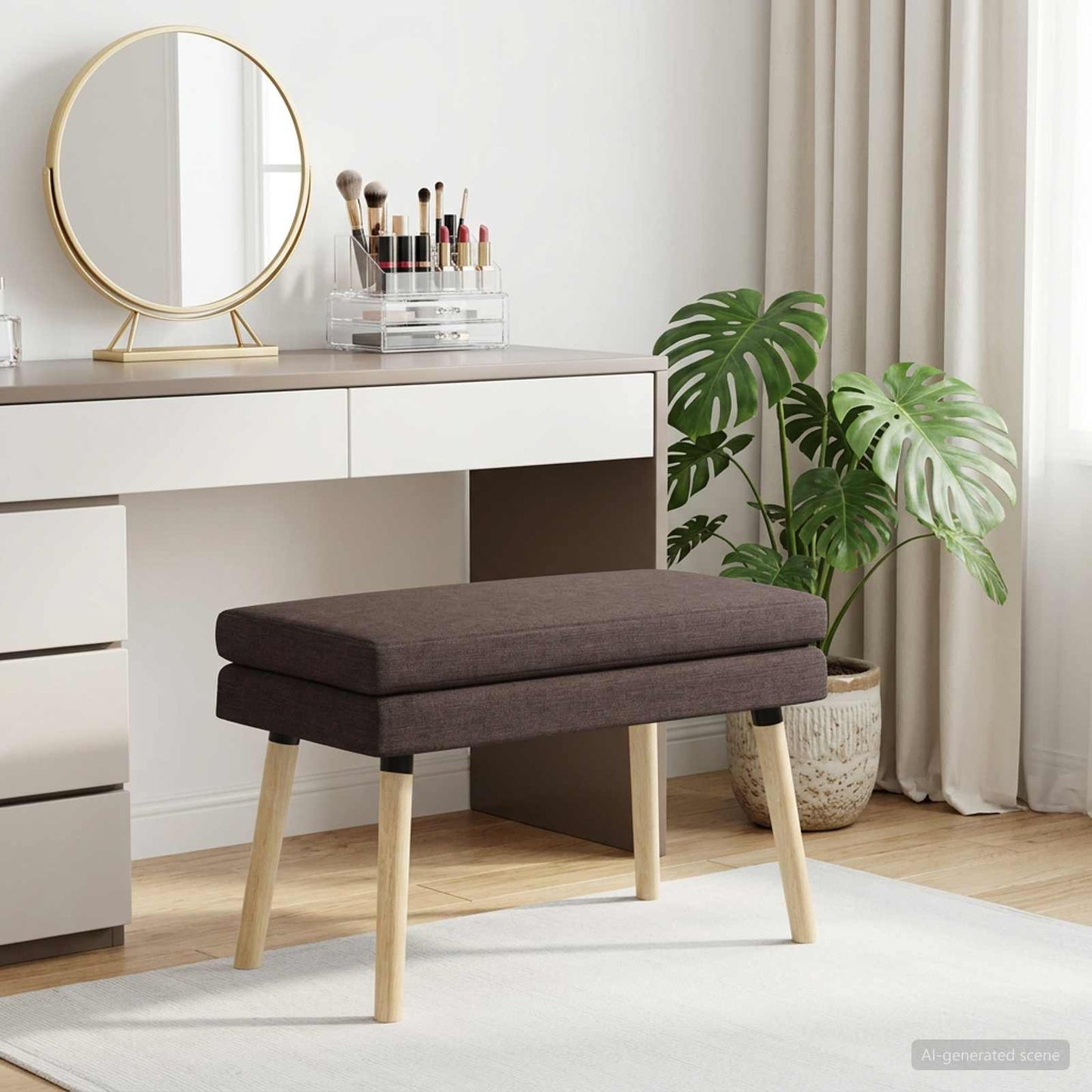 vidaXL Διπλή Επίστρωση Πάγκος Σκούρο Καφέ 80 x 40 x 47 εκ. Ύφασμα