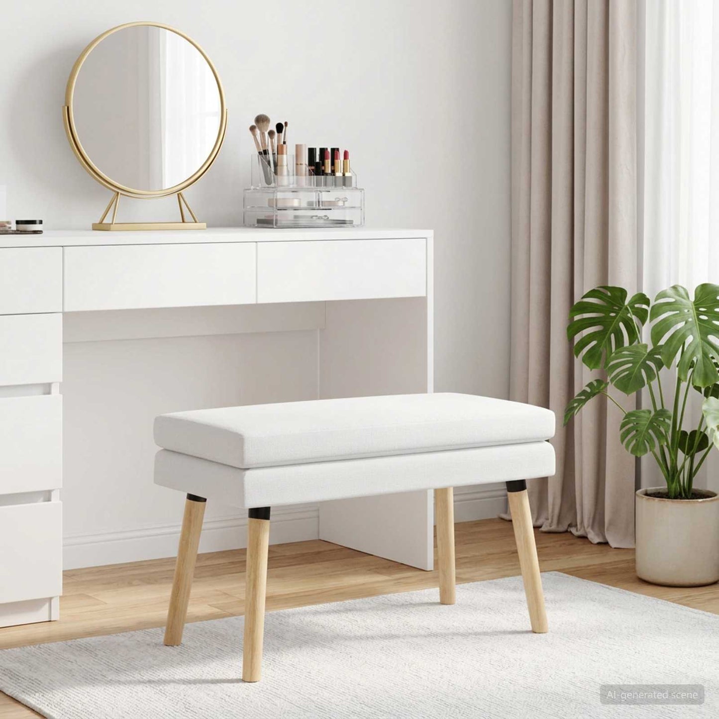vidaXL Διπλή Επίστρωση Πάγκος Λευκό 80 x 40 x 47 εκ. Ύφασμα