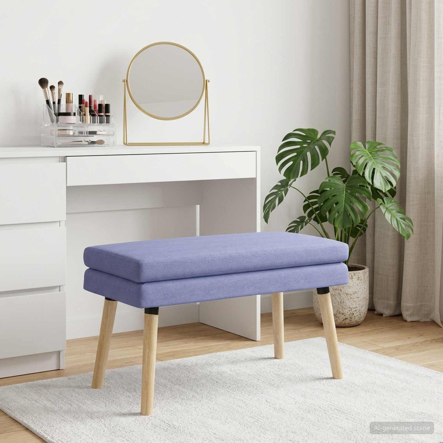 vidaXL Διπλή Επίστρωση Πάγκος Μπλε τζην 80 x 40 x 47 εκ. Ύφασμα