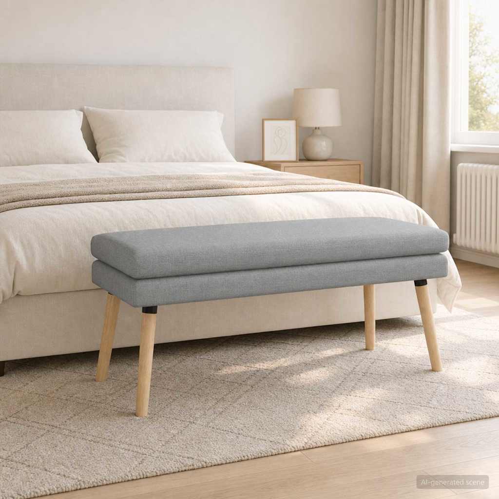 vidaXL Διπλή Επίστρωση Πάγκος Ανοιχτό γκρι 110 x 40 x 47 εκ. Ύφασμα