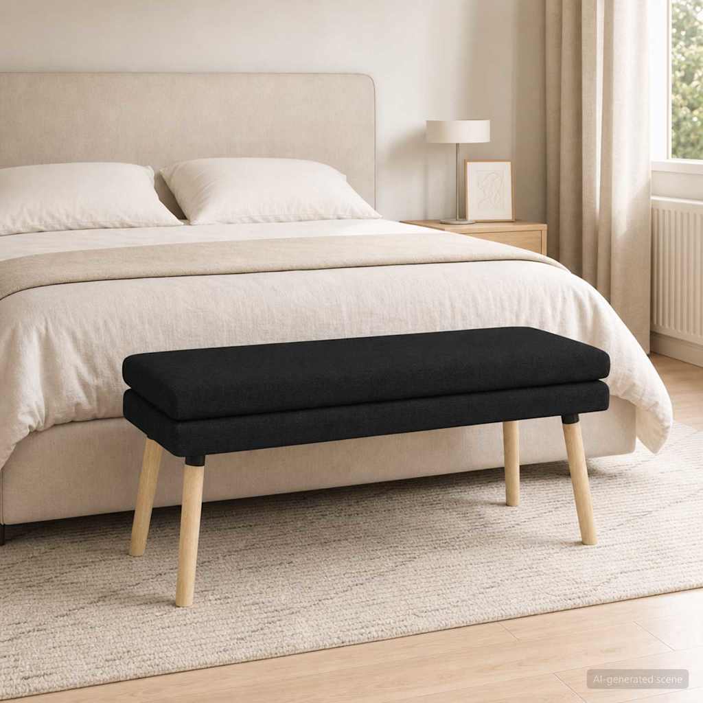 vidaXL Διπλή Επίστρωση Πάγκος Μαύρο 110 x 40 x 47 εκ. Ύφασμα