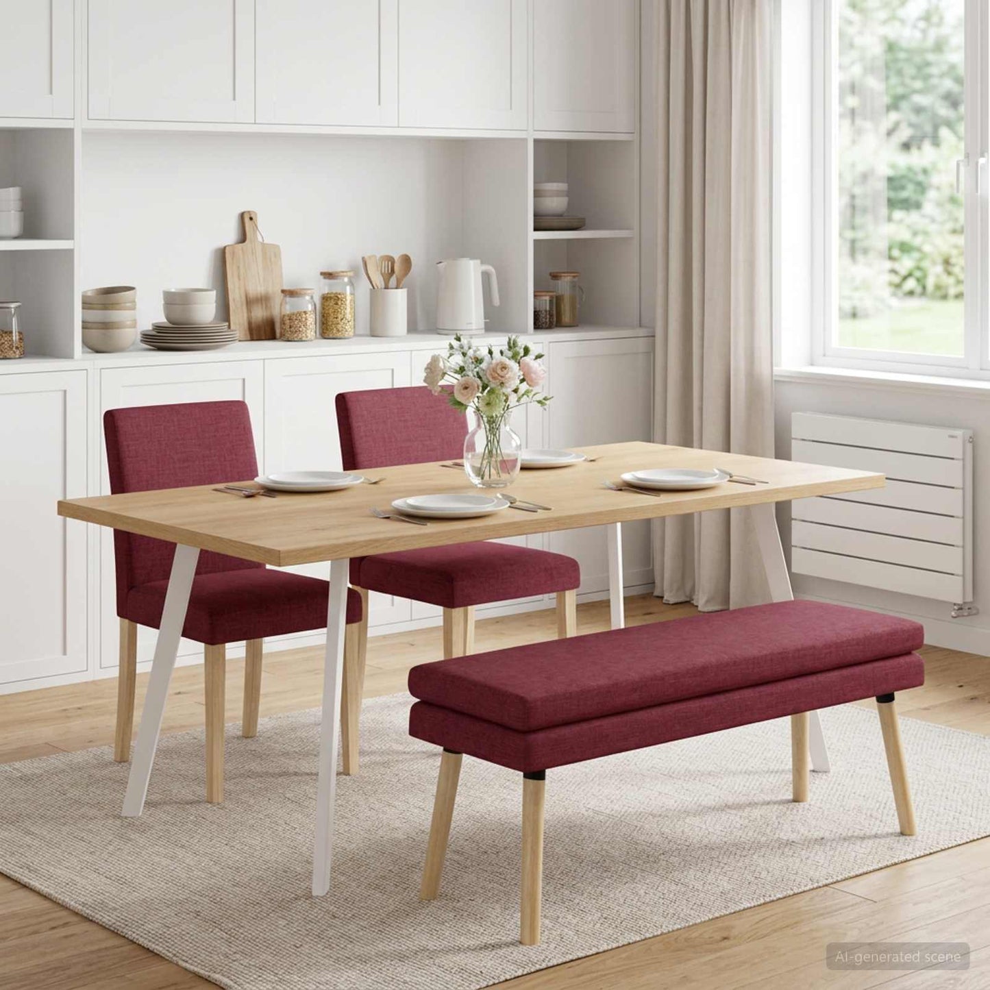 vidaXL Διπλή Επίστρωση Πάγκος Κόκκινο 110 x 40 x 47 εκ. Ύφασμα