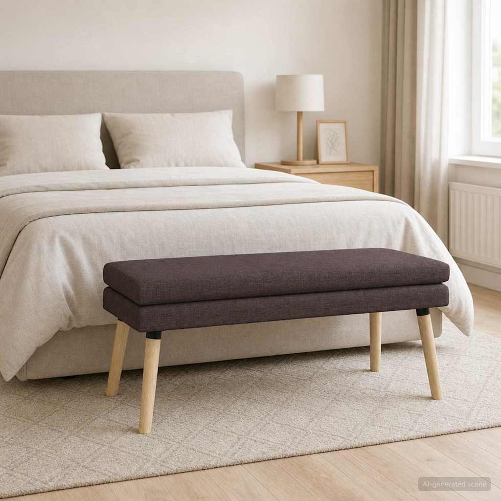 vidaXL Διπλή Επίστρωση Πάγκος Σκούρο Καφέ 110 x 40 x 47 εκ. Ύφασμα
