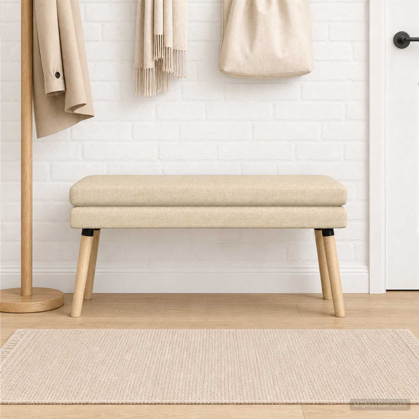 vidaXL Διπλή Επίστρωση Πάγκος Κρεμ 110 x 40 x 47 εκ. Ύφασμα