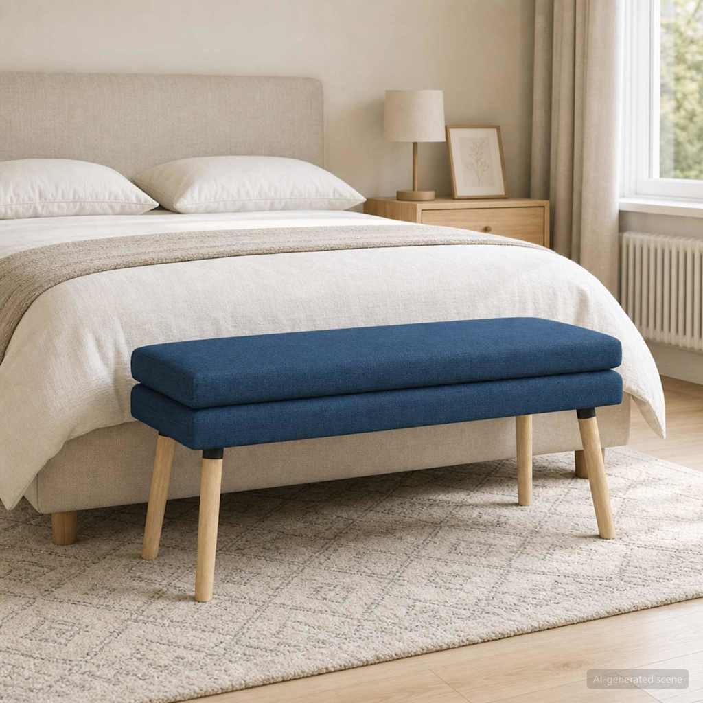 vidaXL Διπλή Επίστρωση Πάγκος Μπλε 110 x 40 x 47 εκ. Ύφασμα